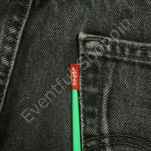 Vintage Levis 501 Jeans Mens 33 Black Original Fit Bleached Marked Faded 90s - Picture 4 of 9